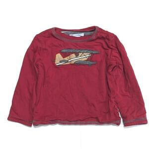 Janie and Jack Shirt Boys Size 18-24m Red Airplane Stripe Reversible Long Sleeve
